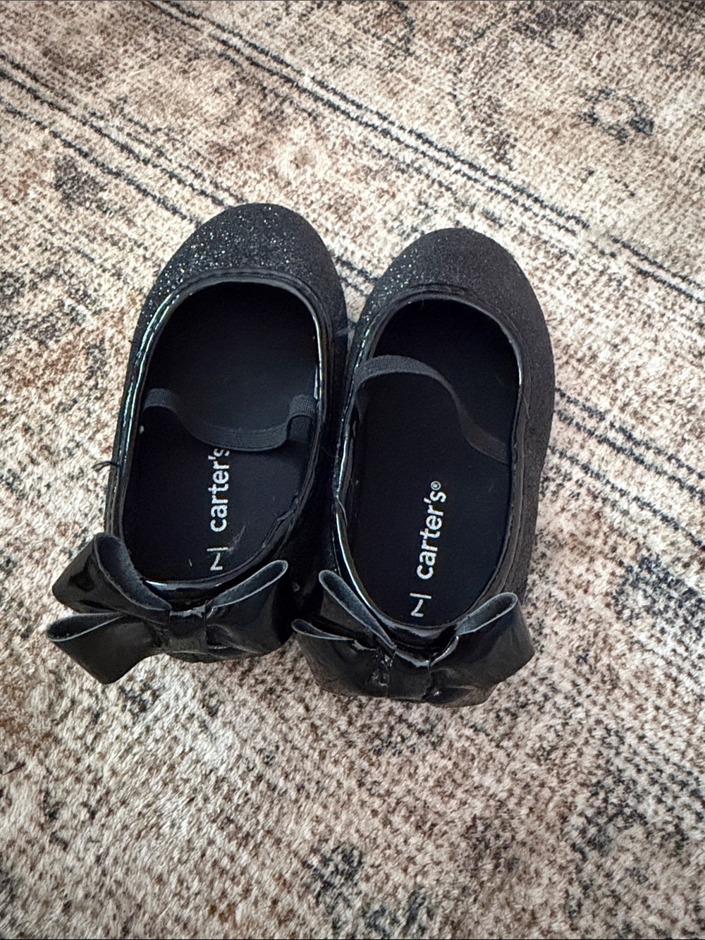 Carter's Black Glitter Bow Girls' Ballet Flats Size 7